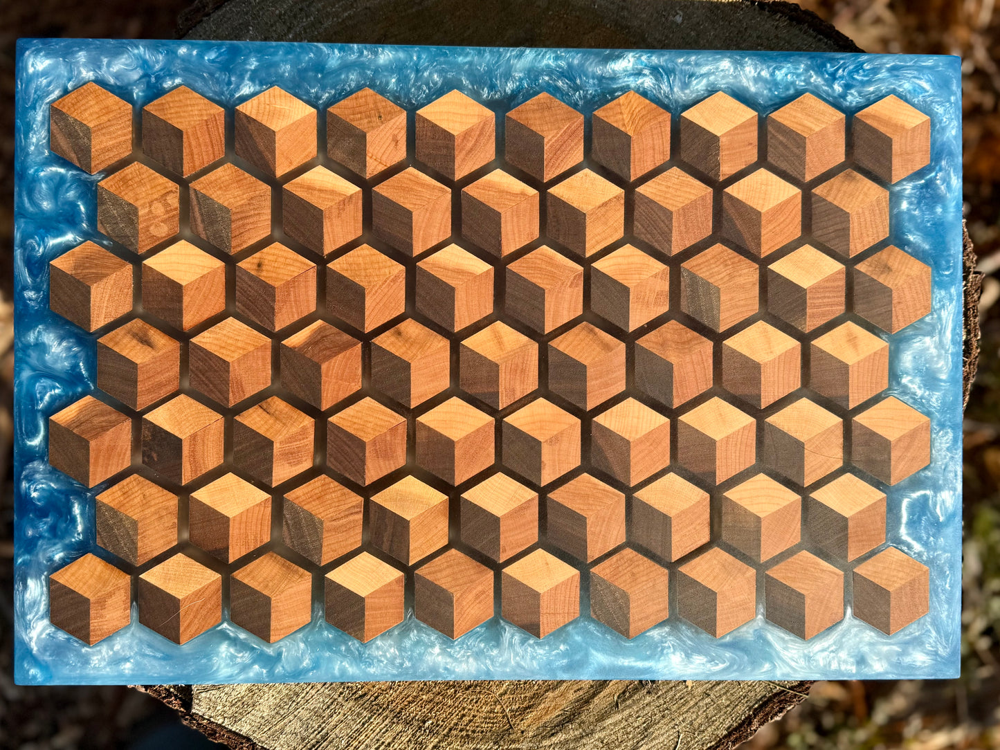 Signature HoneyCubed Cutting Board in Blue Skies