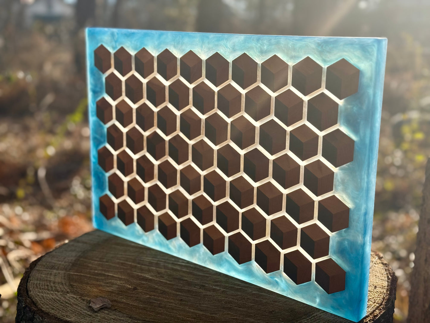 Signature HoneyCubed Cutting Board in Blue Skies