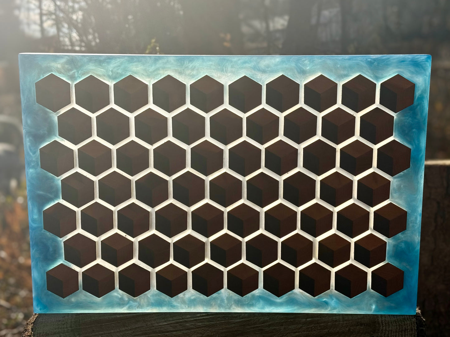 Signature HoneyCubed Cutting Board in Blue Skies