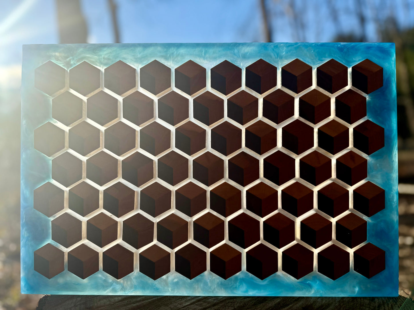 Signature HoneyCubed Cutting Board in Blue Skies