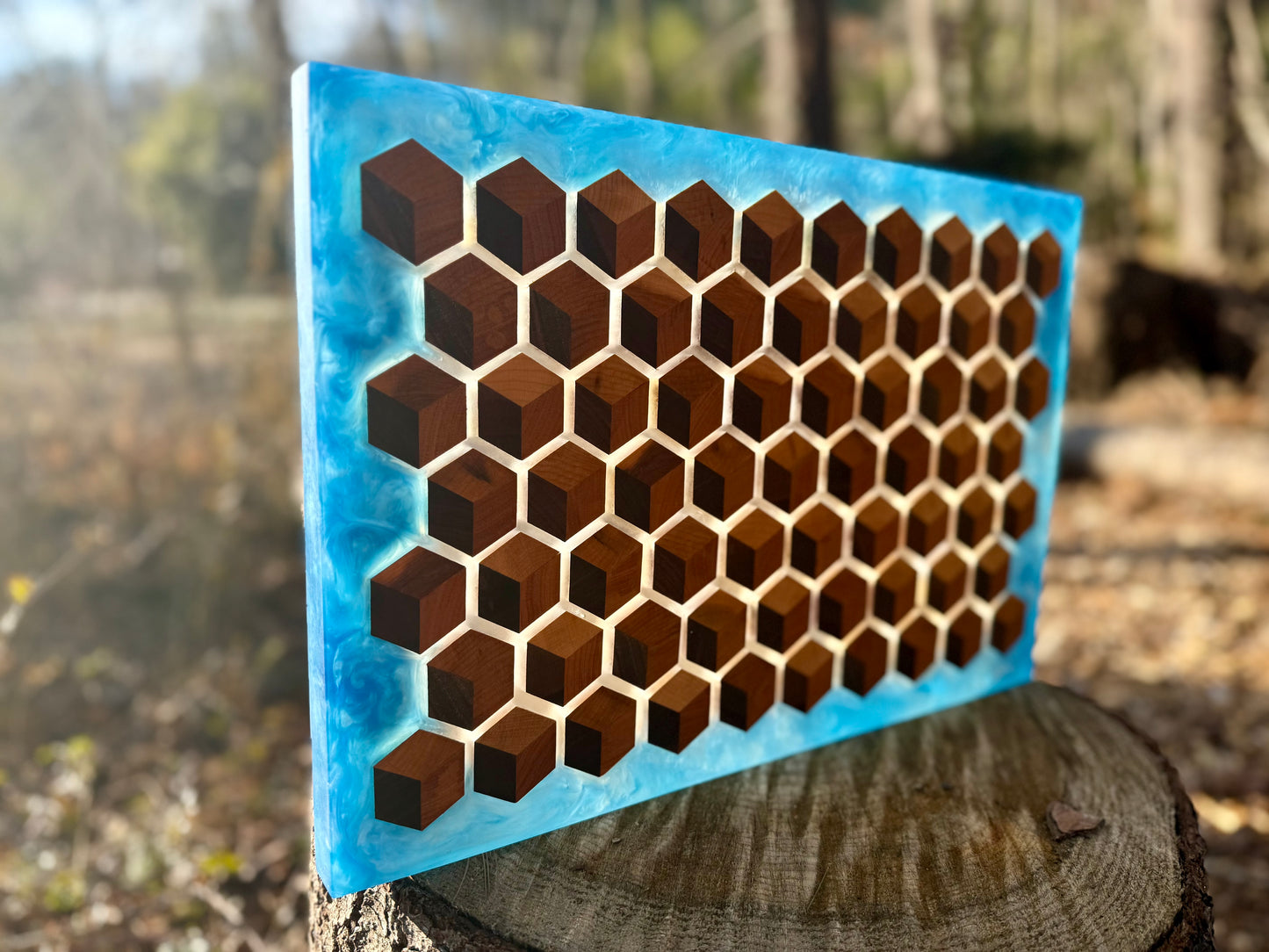 Signature HoneyCubed Cutting Board in Blue Skies