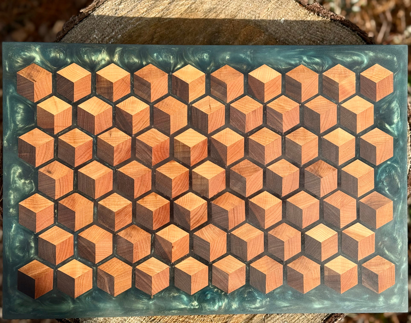 Signature HoneyCubed Cutting Board in Malachite