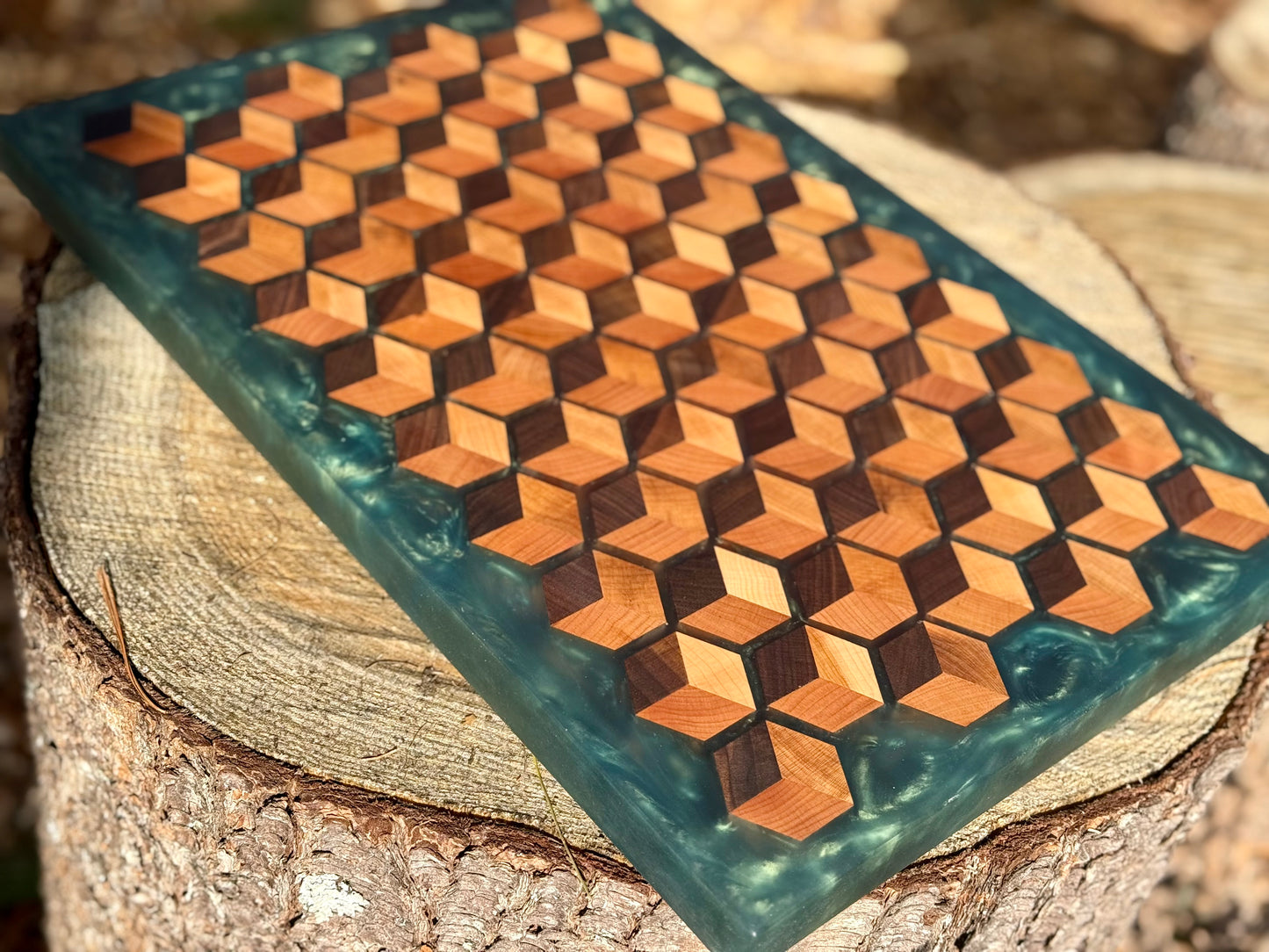 Signature HoneyCubed Cutting Board in Malachite