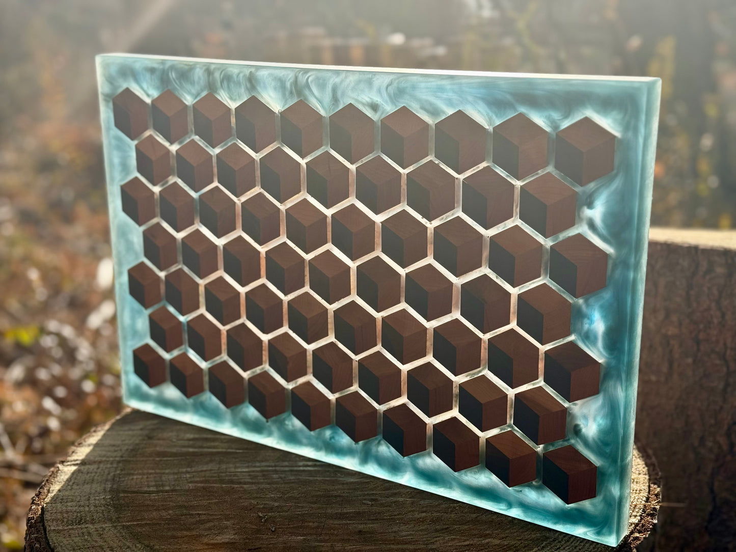 Signature HoneyCubed Cutting Board in Malachite