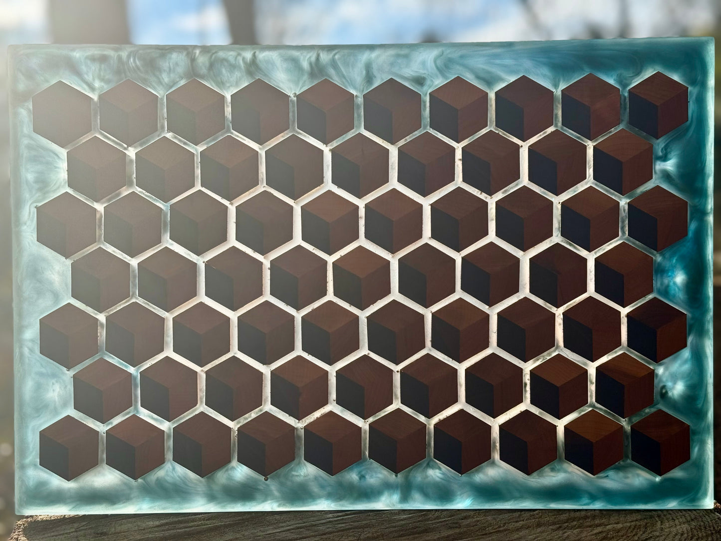 Signature HoneyCubed Cutting Board in Malachite