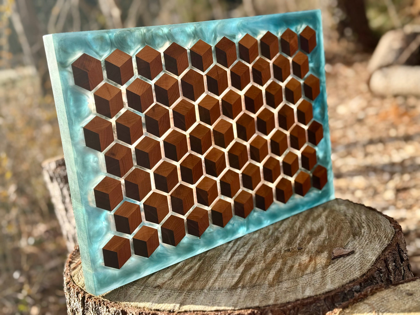 Signature HoneyCubed Cutting Board in Malachite