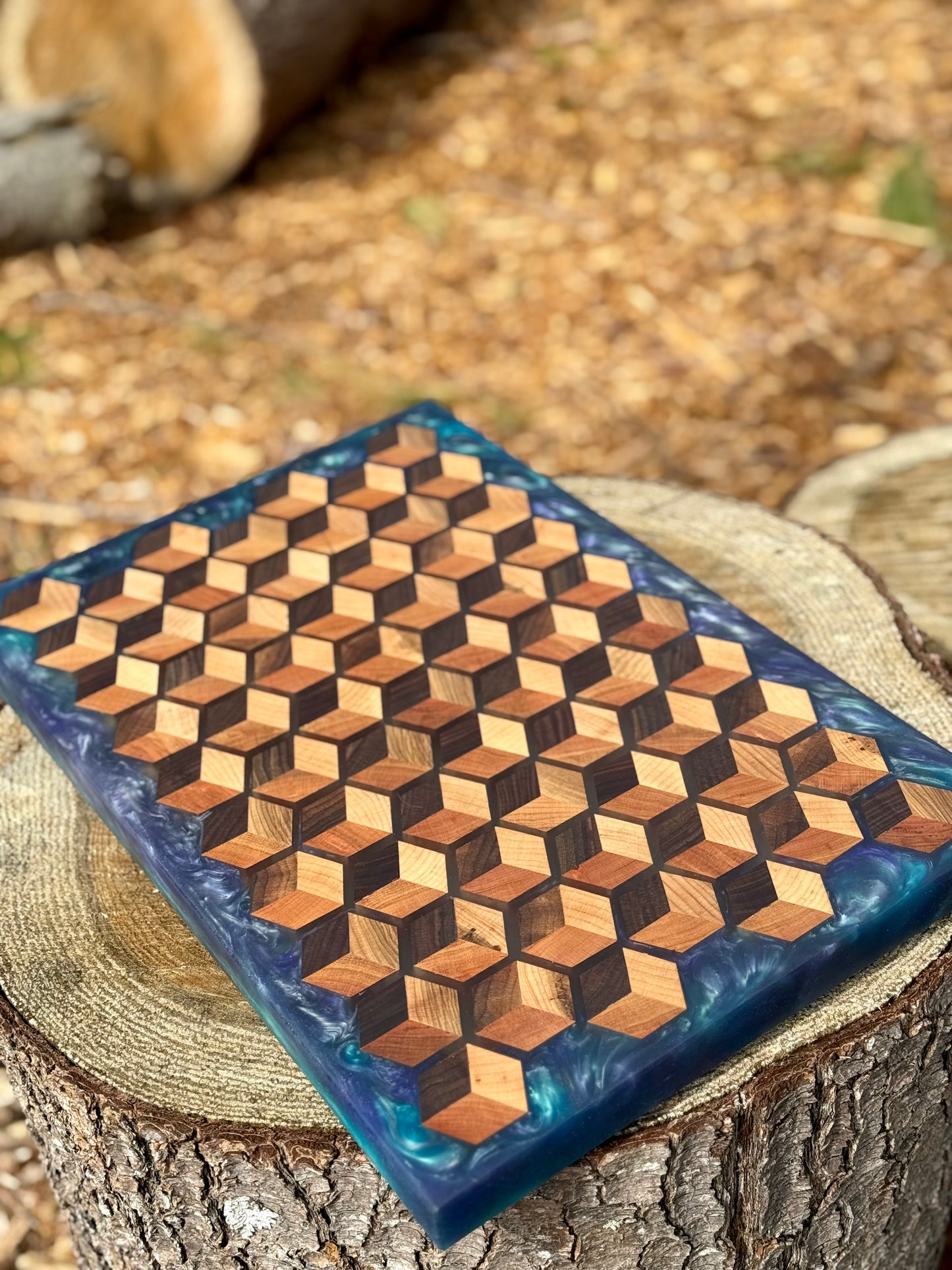 Signature HoneyCubed Cutting Board in Twilight Tide