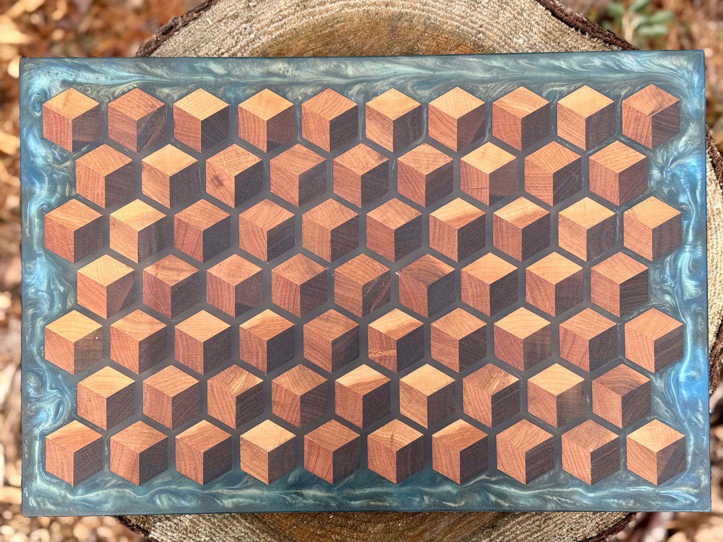 Signature HoneyCubed Cutting Board in Ocean Drift