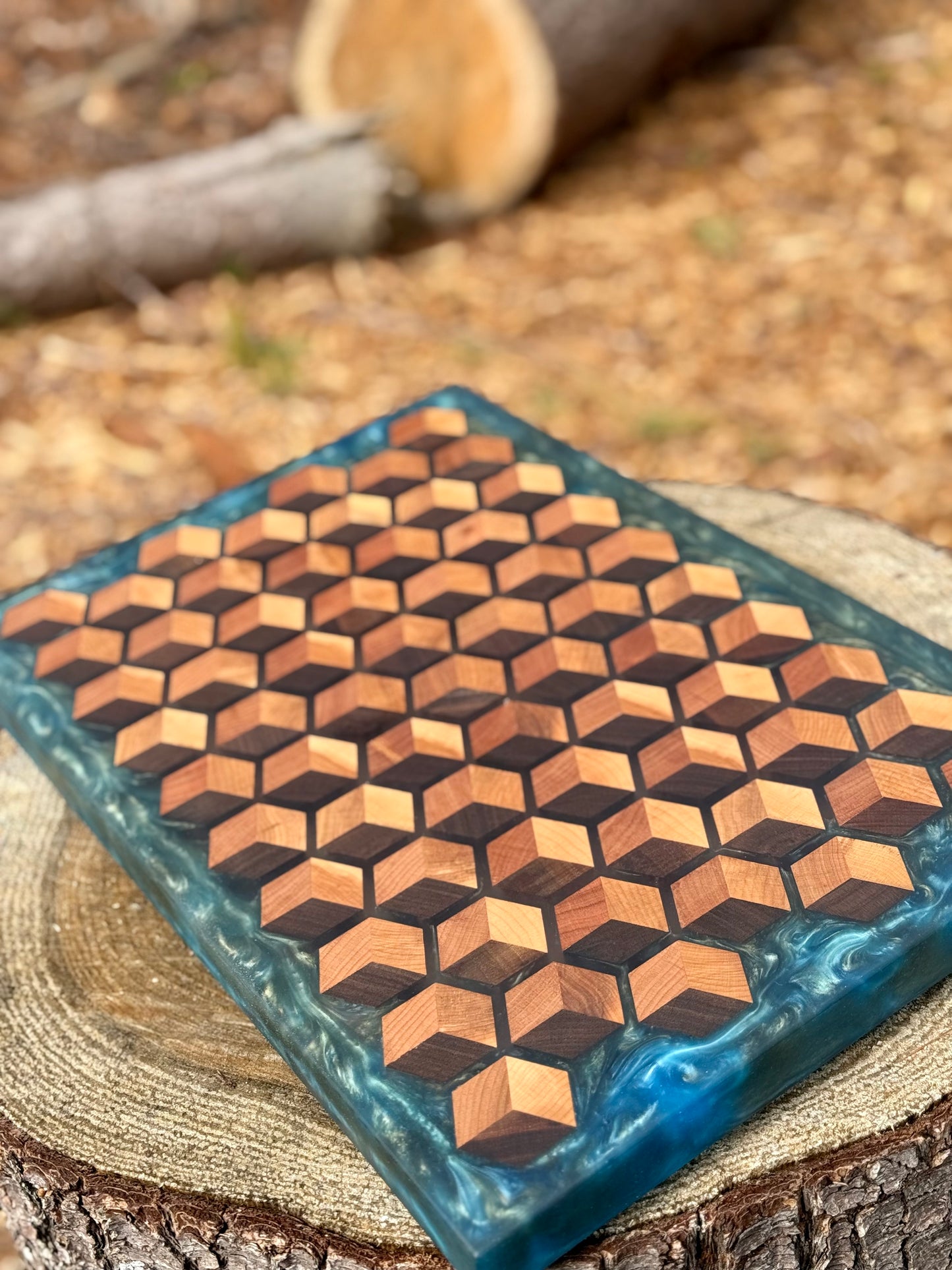 Signature HoneyCubed Cutting Board in Ocean Drift