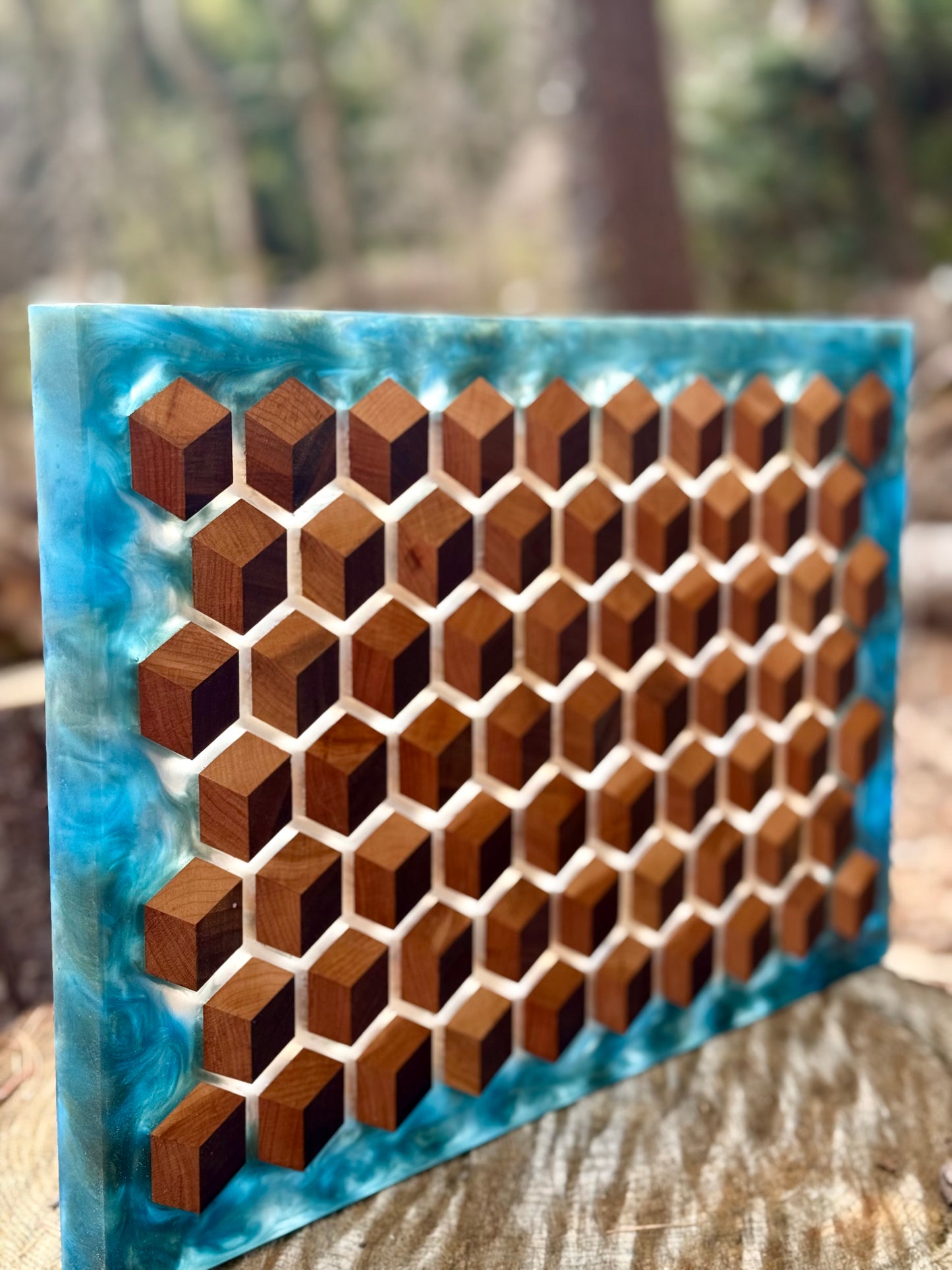 Signature HoneyCubed Cutting Board in Ocean Drift