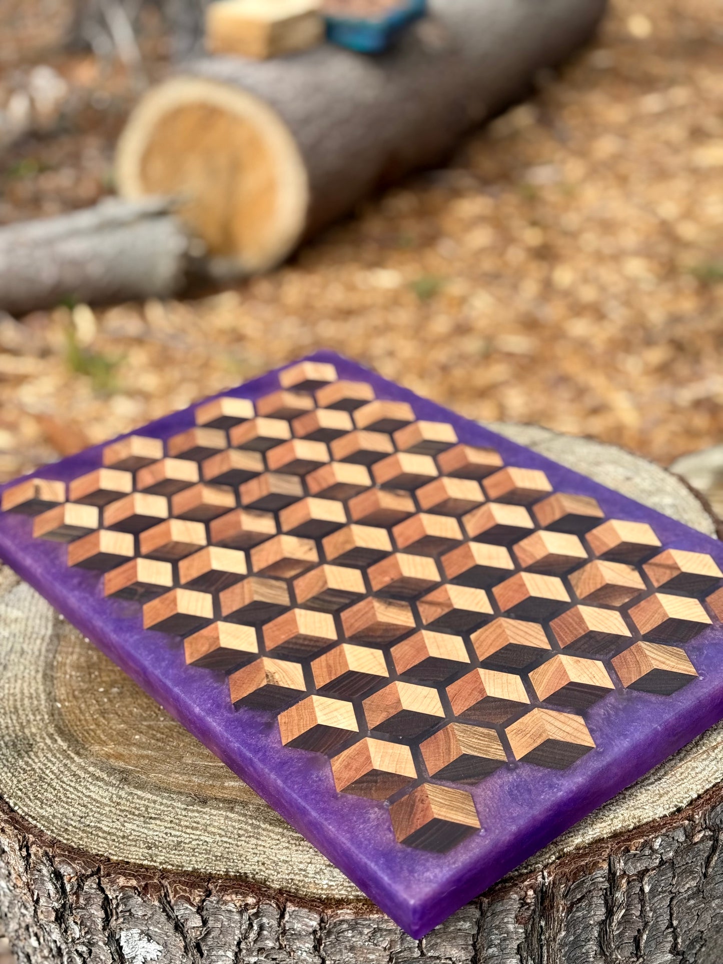 Signature HoneyCubed Cutting Board in Velvet Petals