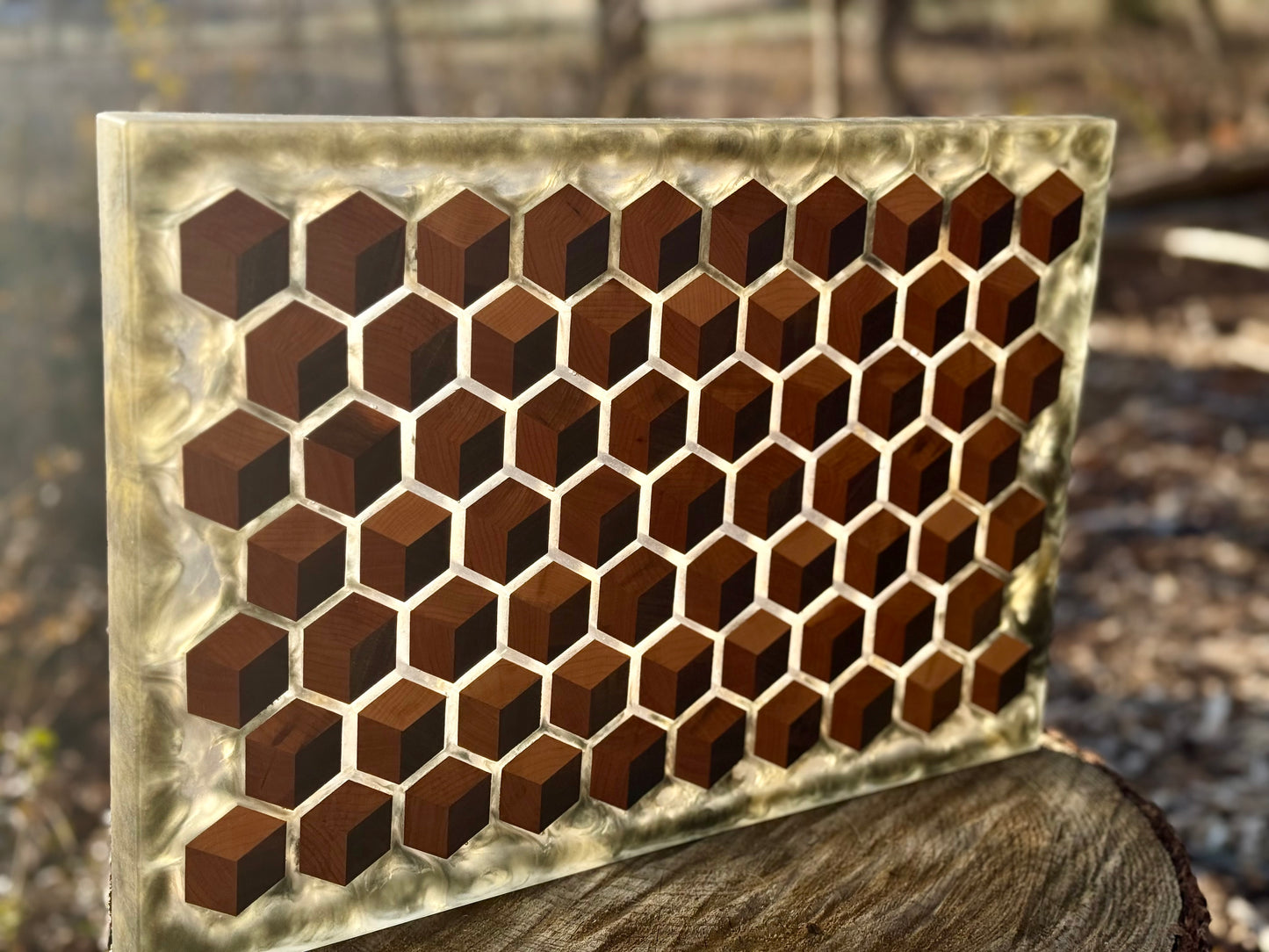 Signature HoneyCubed Cutting Board in Smoky Gold