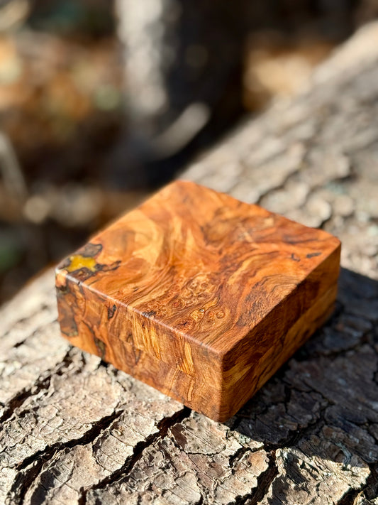 Spalted Maple Jewelry Box with Gold Epoxy & Velvet Lining