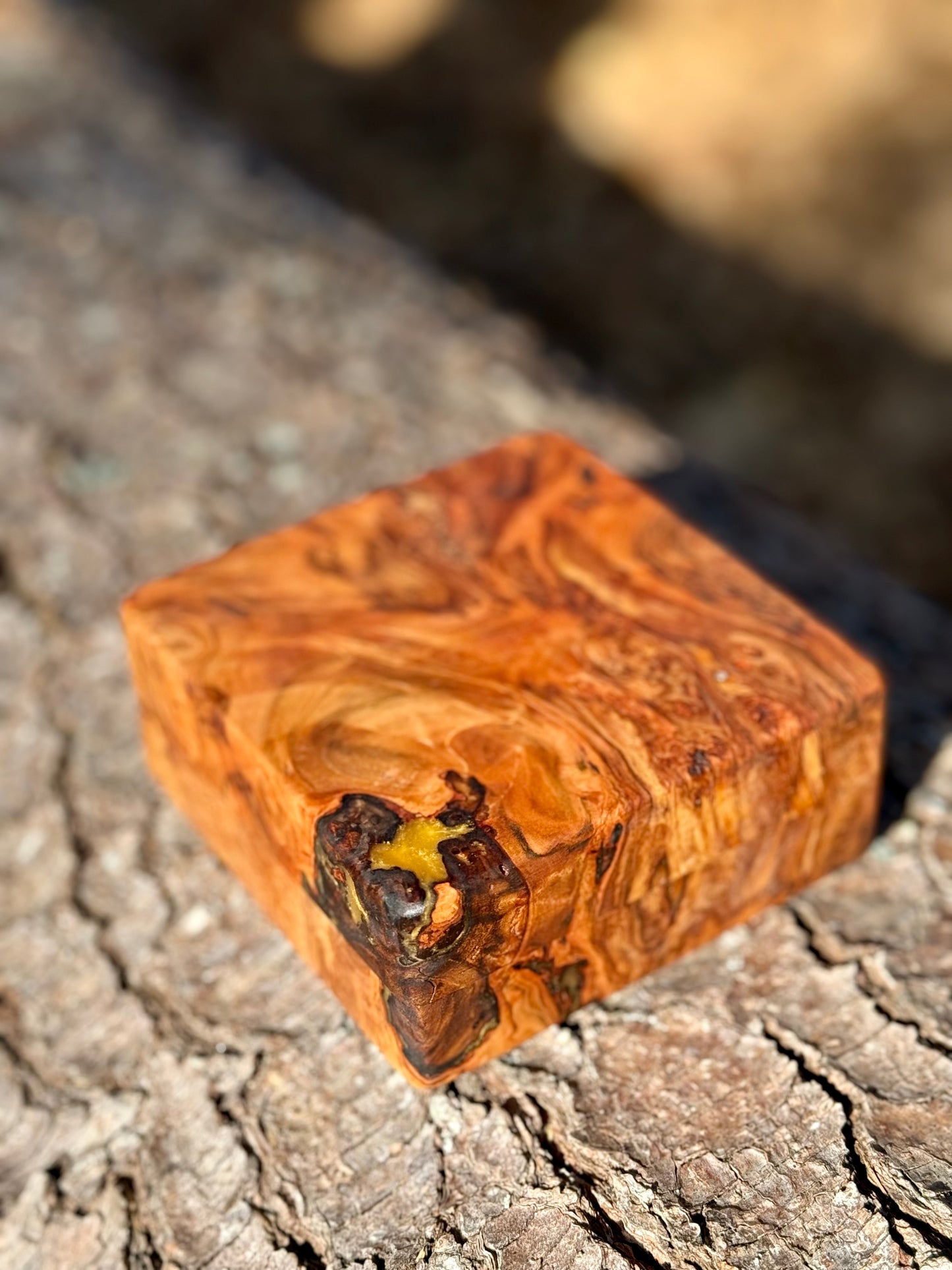 Spalted Maple Jewelry Box with Gold Epoxy & Velvet Lining
