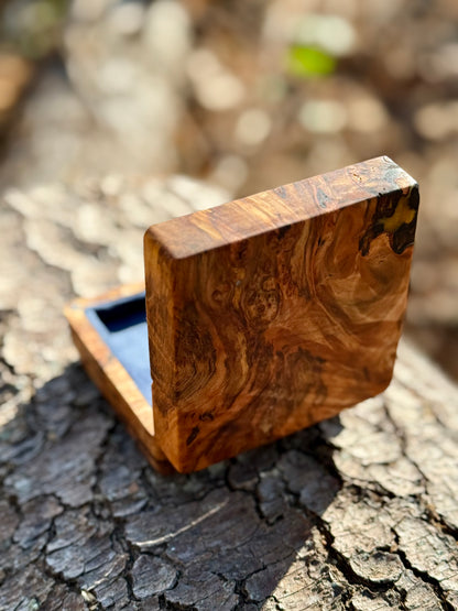 Spalted Maple Jewelry Box with Gold Epoxy & Velvet Lining