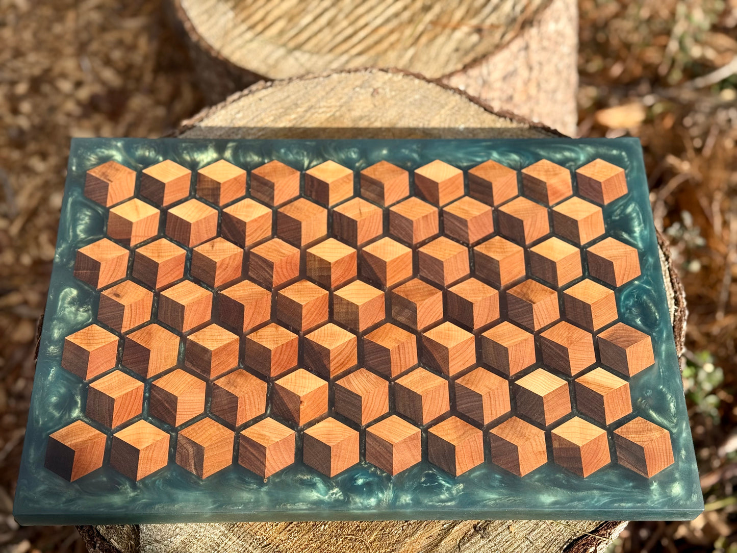 Signature HoneyCubed Cutting Board in Malachite