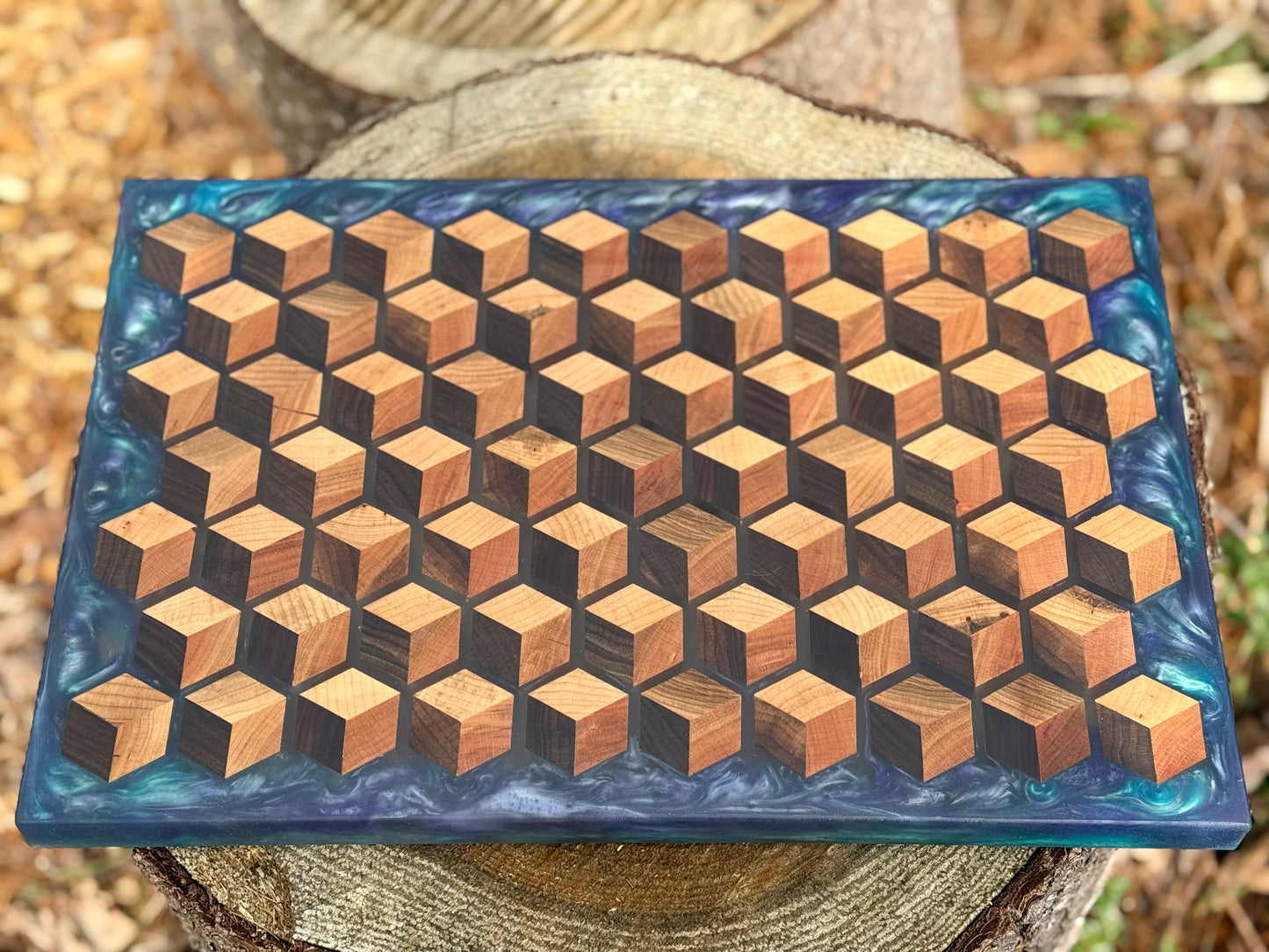 Signature HoneyCubed Cutting Board in Twilight Tide