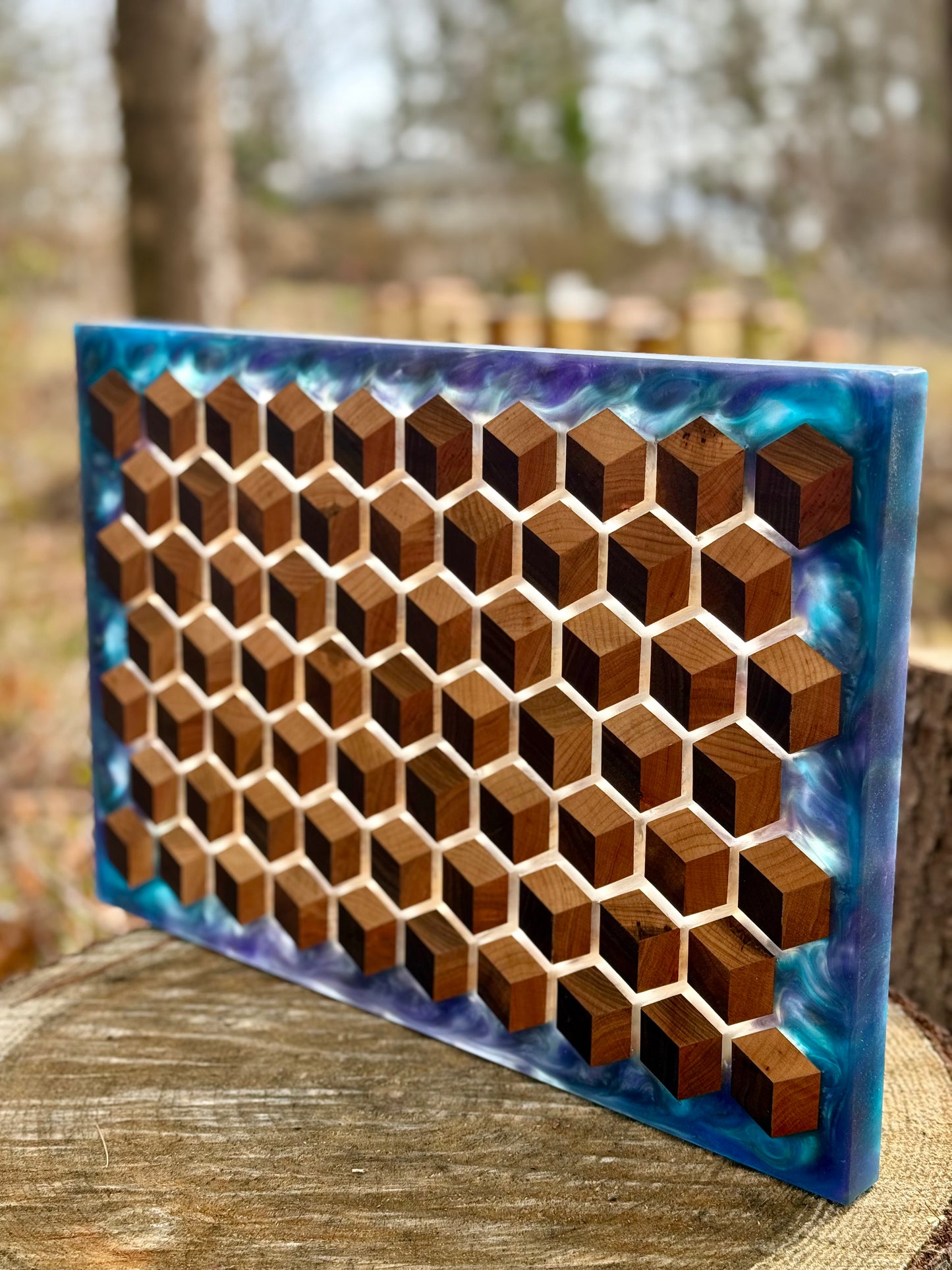 Signature HoneyCubed Cutting Board in Twilight Tide