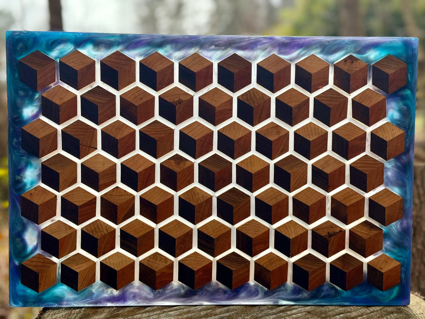 Signature HoneyCubed Cutting Board in Twilight Tide
