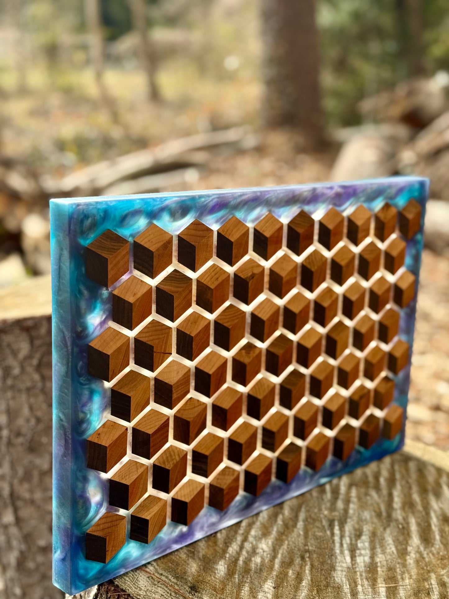 Signature HoneyCubed Cutting Board in Twilight Tide