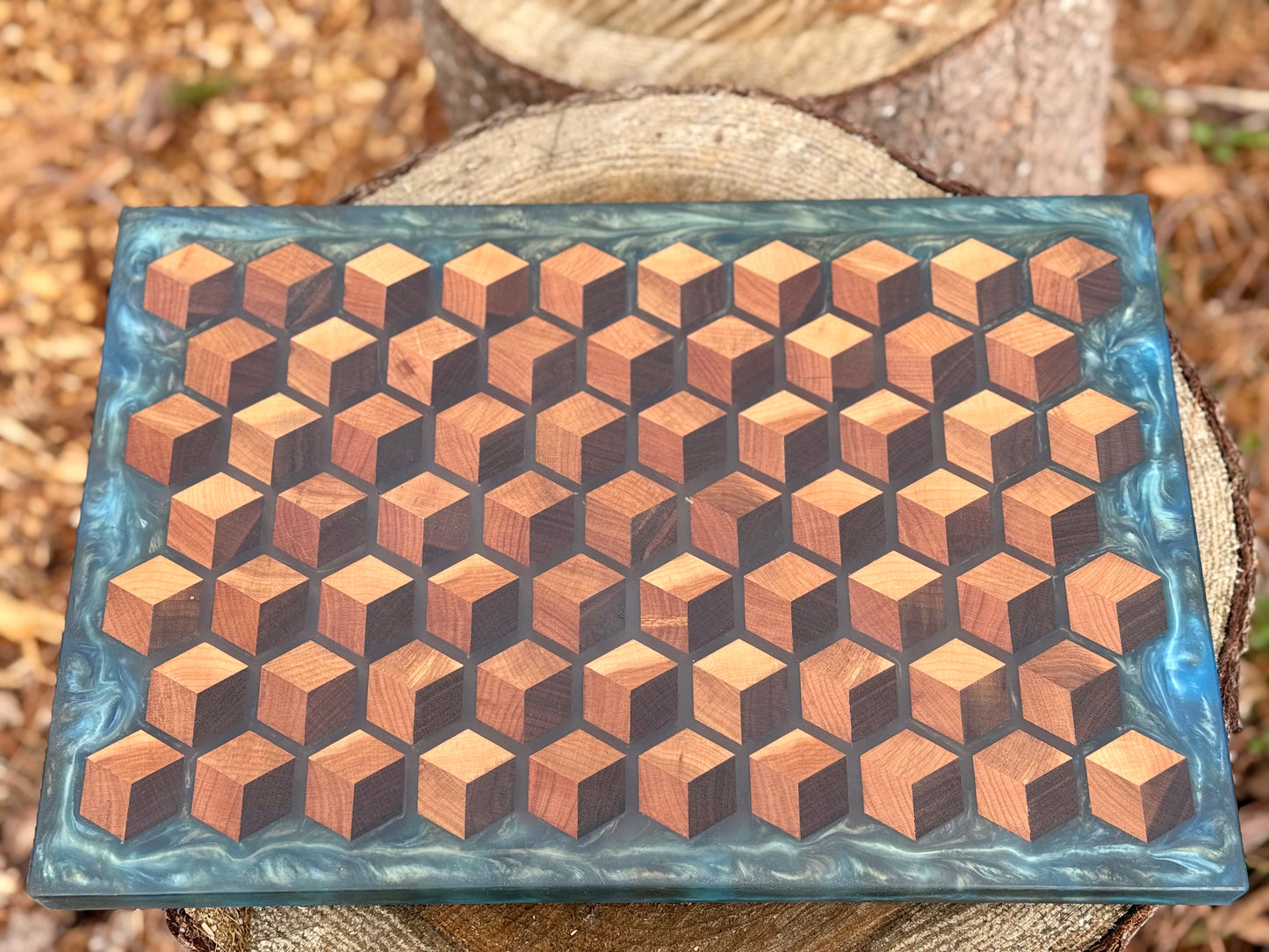 Signature HoneyCubed Cutting Board in Ocean Drift