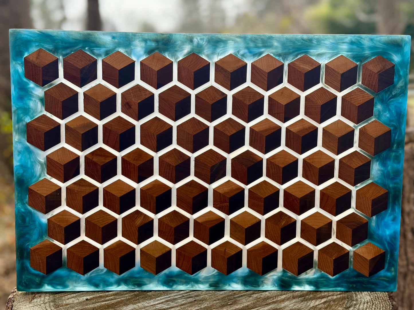 Signature HoneyCubed Cutting Board in Ocean Drift
