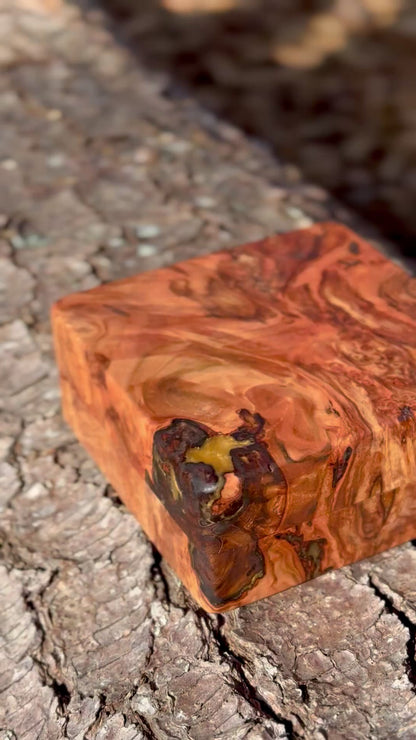 Spalted Maple Jewelry Box with Gold Epoxy & Velvet Lining